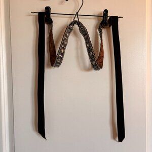 J Crew Velvet Ribbon Belt w/ Crystal Details